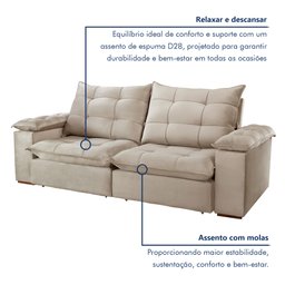 Sofa Retrátil e Reclinável 5 Lugares 290cm Espanha Veludo   - 6