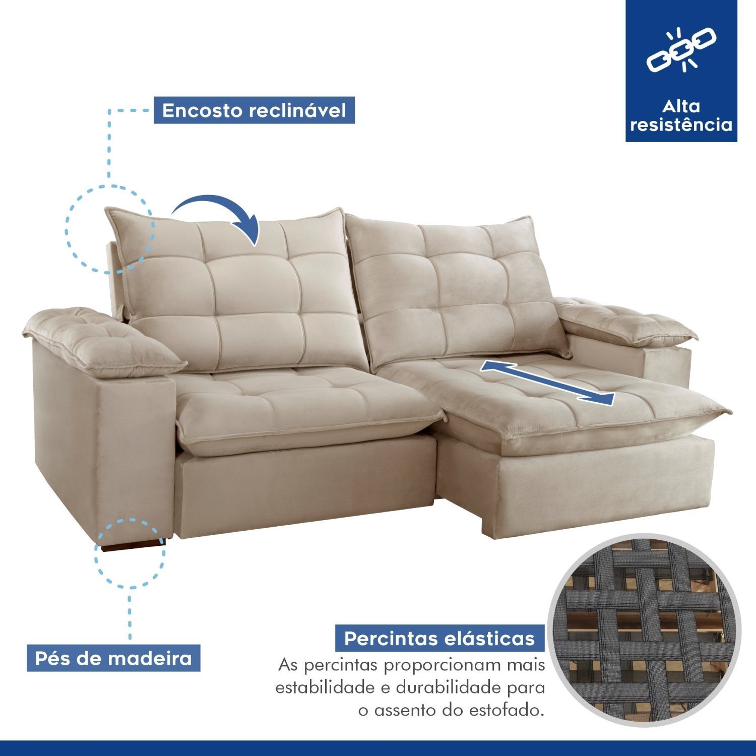 Sofa Retrátil e Reclinável 5 Lugares 290cm Espanha Veludo   - 2