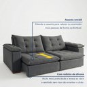 Ver imagem 3 de Sofá Retrátil e Reclinável 4 Lugares Veludo Cinza Espanha 290cm