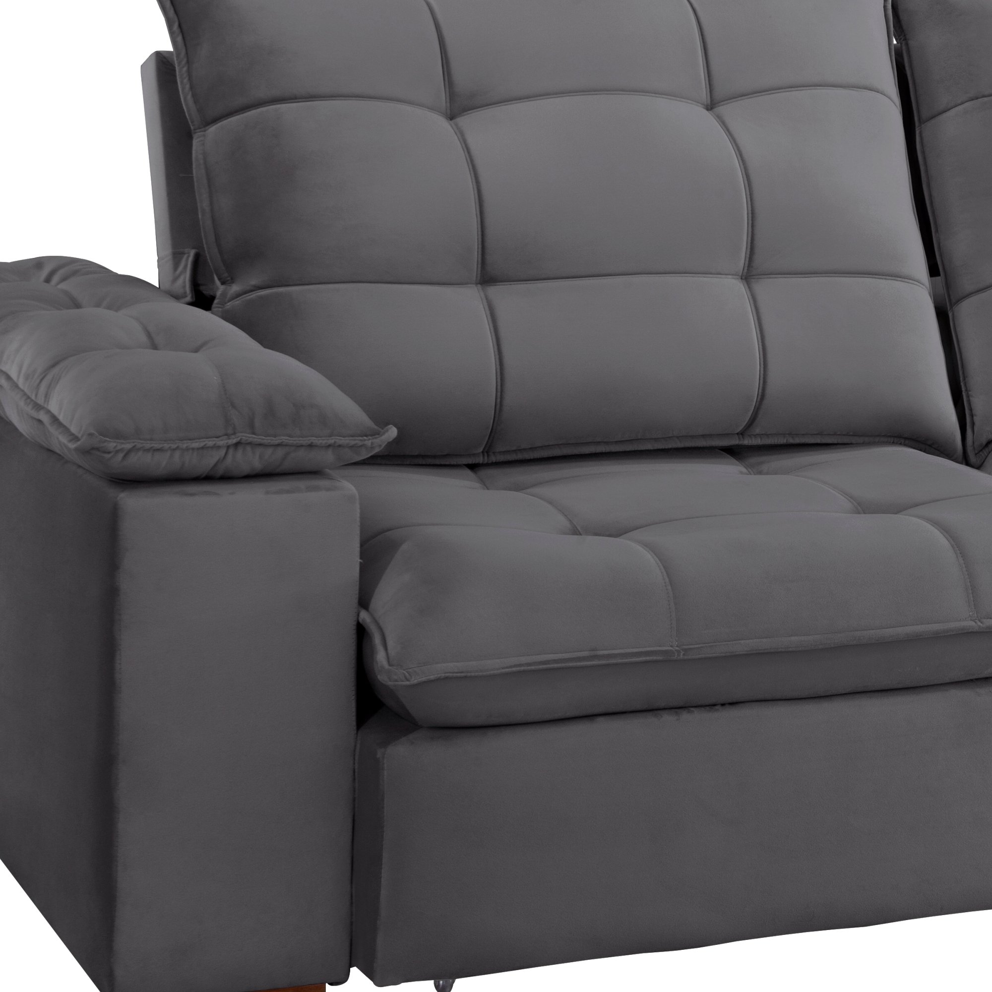 Sofa Retrátil e Reclinável 5 Lugares 290cm Espanha Veludo  - 11