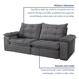 Sofa Retrátil e Reclinável 5 Lugares 290cm Espanha Veludo  - 6