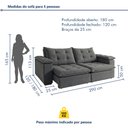 Ver mais imagens de Sofa Retrátil e Reclinável 5 Lugares 290cm Espanha Veludo