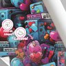 Papel de Parede Gamer 3d Arte Pintura Coraçao Rosa Estilo Grafite Geek Cor Viva Lavavel Sala 6m - 3