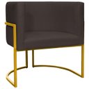 Ver imagem 1 de Poltrona Decorativa Para Sala Recepção Escritório Luna Suede Base de Ferro Dourada