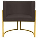 Ver imagem 3 de Poltrona Decorativa Para Sala Recepção Escritório Luna Suede Base de Ferro Dourada
