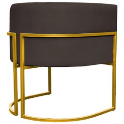 Poltrona Decorativa Para Sala Recepção Escritório Luna Suede Base de Ferro Dourada - 5
