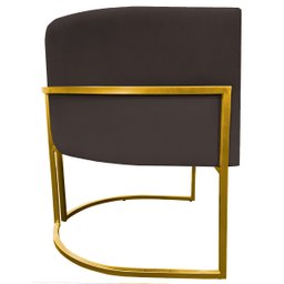Poltrona Decorativa Para Sala Recepção Escritório Luna Suede Base de Ferro Dourada - 4