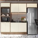 Ver imagem 1 de Cozinha Modulada 4 Peças 8 Portas 1 Nicho para Forno 100% MDF Louro Freijó e Argila Viena Bege