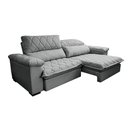 Ver mais imagens de Sofá Retrátil e Reclinável 2,15m Molas Ensacadas Cama inBox Big Home Bordado 3D Linho Cinza