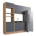 Ver imagem 3 de Cozinha Modulada 4 Peças 8 Portas 1 Nicho para Forno 100% MDF Louro Freijó e Cinza Viena