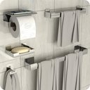 Ver imagem 1 de Kit Acessórios Para Banheiro Inox Com Adesivo 5 Peças ELG
