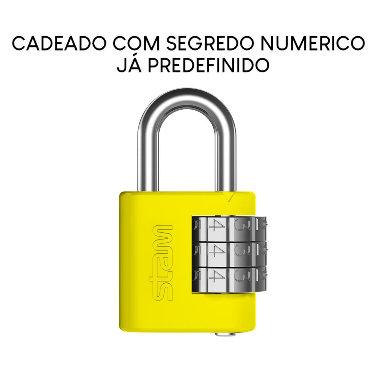 Cadeado para Mala Mochila Segredo Numérico 25mm Amarelo Stam Cadeado Segr. 25 Mm - Amarelo Enc. - 6