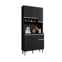 Ver imagem 2 de Armário de Cozinha Compacta 105cm 6 Portas 1 Gaveta Modulada Márcia MDP Preto Fosco Completa