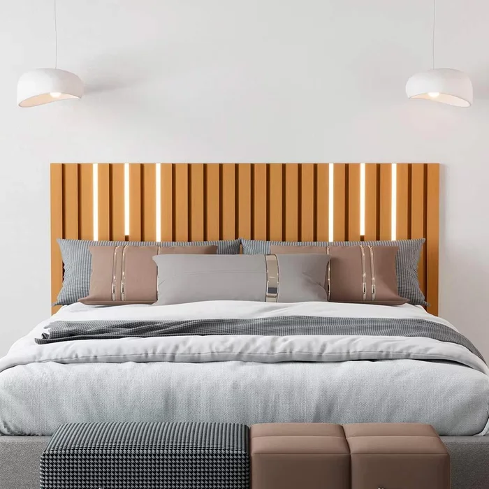 Cabeceira Ripado Maracá 162cm para Cama de Casal/queen com Led Nature - Rede Móveis - 1