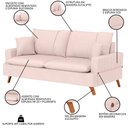 Ver imagem 3 de Sofá 180cm 3 Lugares com Almofadas Pés Curvos Veras Suede D05 Bege Claro - Mpozenato