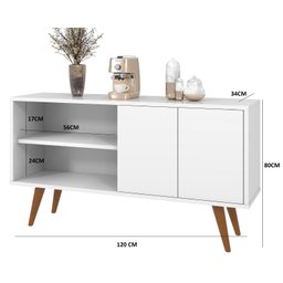 Buffet 120cm 4 Pés Palito E 2 Portas Para Sala De Estar - 4