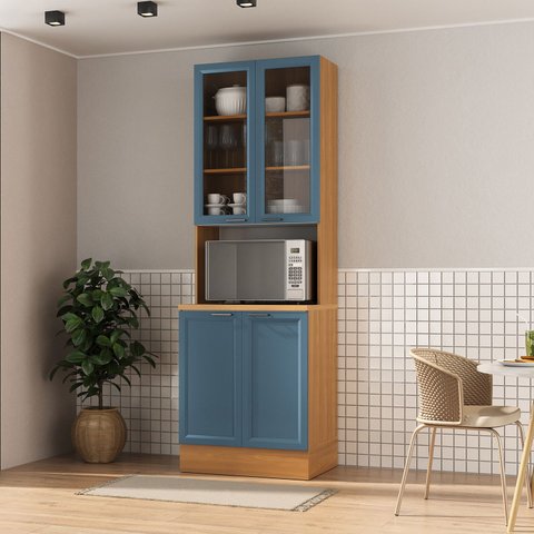 Paneleiro Duplo Planejado 70cm Soho CabeCasa MadeiraOriginals Freijó/Azul