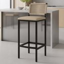 Ver imagem 2 de Banqueta para Cozinha Assento Estofado Encosto Corda Náutica Rami/Perola Viena