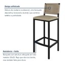 Ver mais imagens de Banqueta Alta Estofada Corino Viena com Corda Náutica 105cm Bege Rami/Pérola