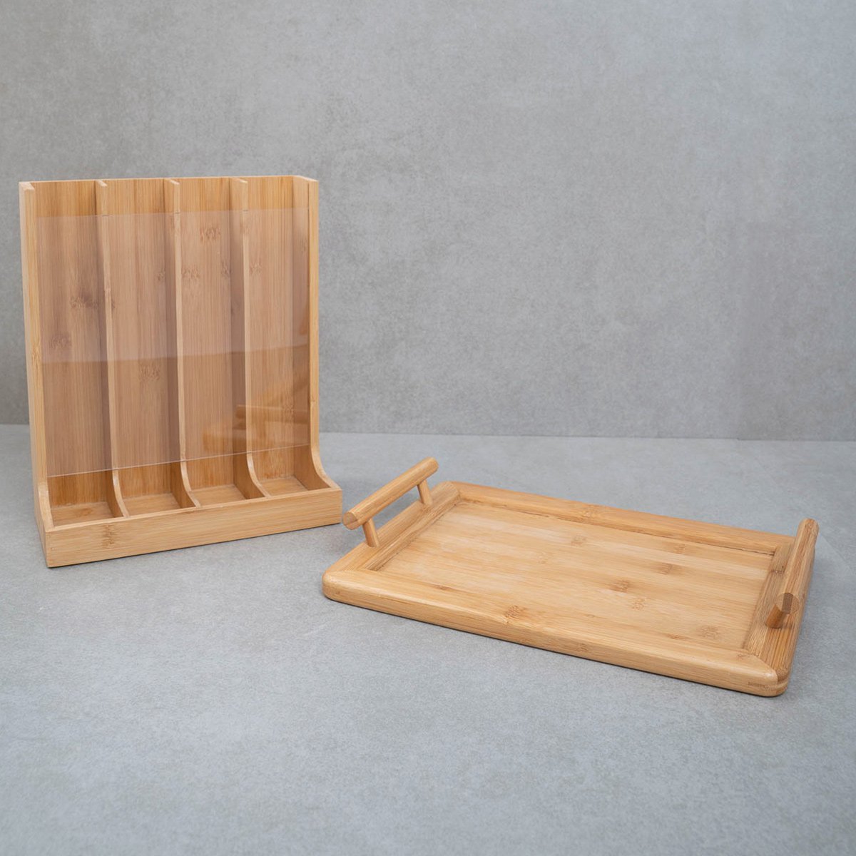 Kit com porta cápsulas e bandeja retangular com alças de bambu - Oikos - 4