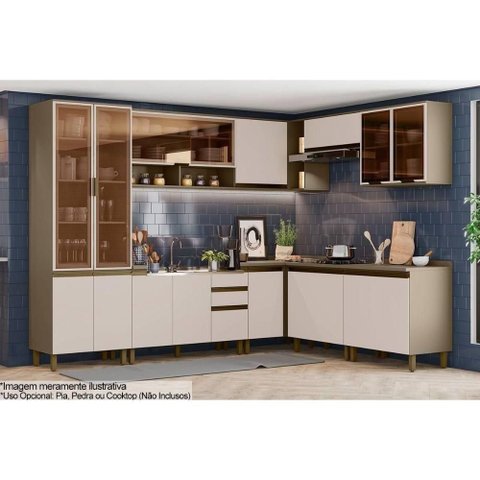 Cozinha Modulada Connect 12 Peças 4aéreos+4balcões+ 1 Paneleiro +3complementos C6p08 Duna