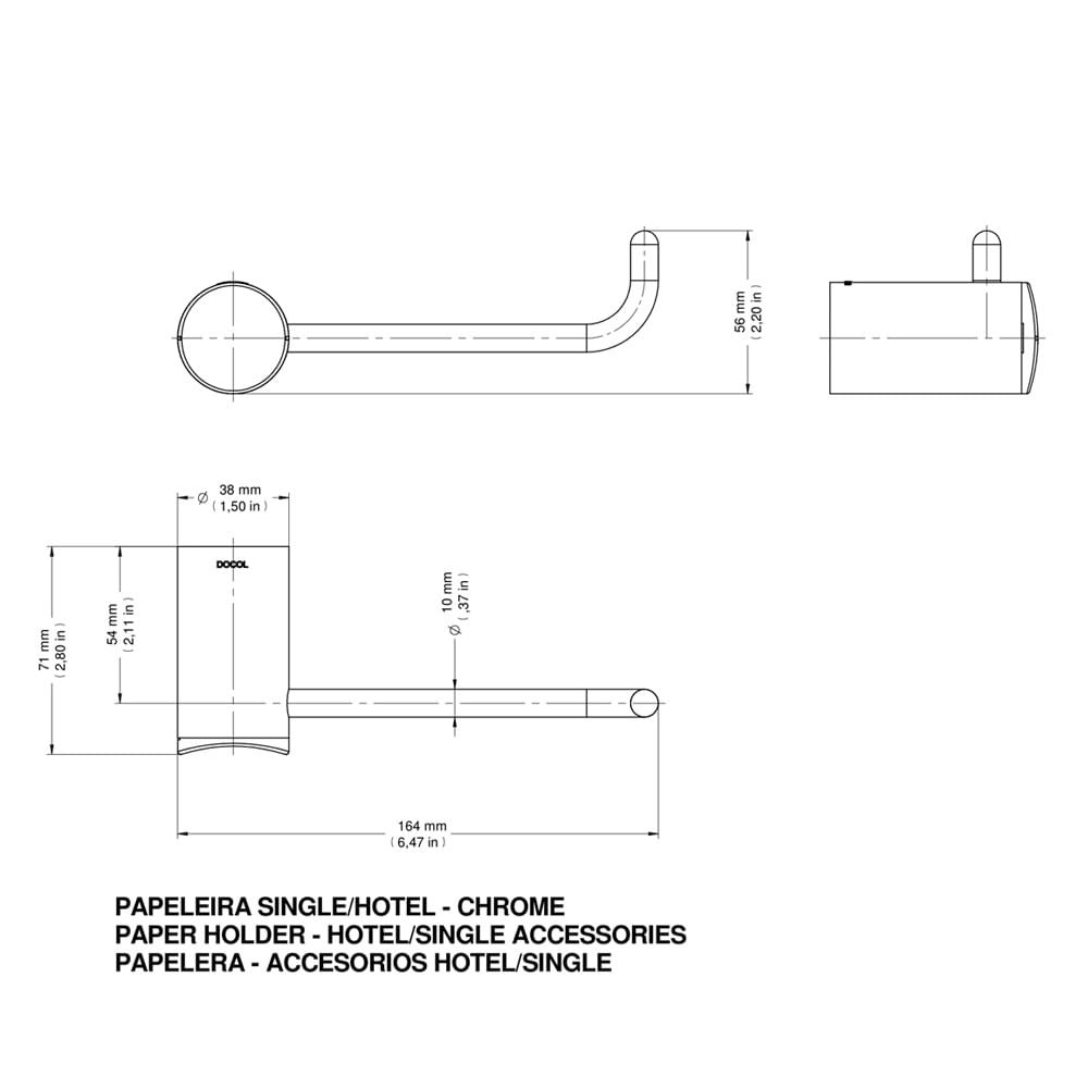 Papeleira Single Cromado - Docol - 2