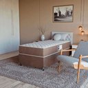 Ver imagem 1 de Cama Box Solteiro + Colchão Prime Espuma D45 Marrom Suede Marrom/marrom