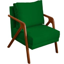 Poltrona Decorativa para Sala Recepção Consultório Reforçada em Madeira Maciça Shine Suede - 1