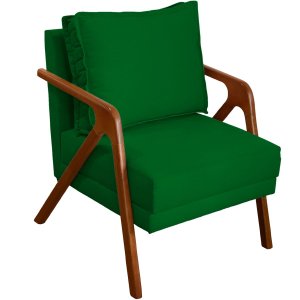 Poltrona Decorativa para Sala Recepção Consultório Reforçada em Madeira Maciça Shine Suede