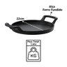 Bifeteira Redonda Alça Ferro Fundido Servir Porção 22cm - 2