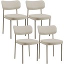 Ver imagem 1 de Kit 04 Cadeiras Decorativa Estofada para Sala de Jantar Melina Base Arena L02 Linho Bege - Lyam Deco