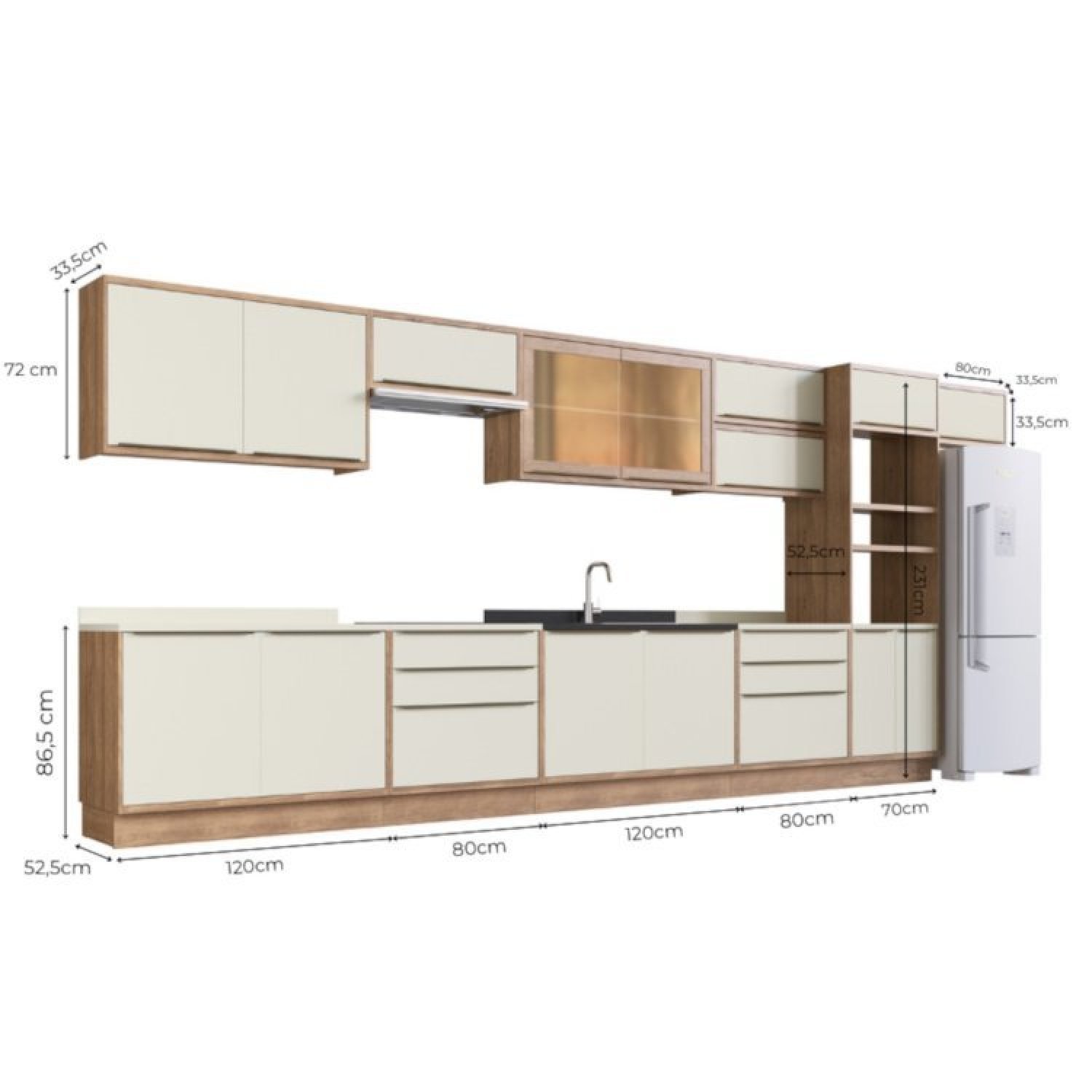 Cozinha Modulada 11 Peças 15 Portas 6 Gavetas com Divisor de Talheres 1 Nicho para Forno Viena Edez - 4