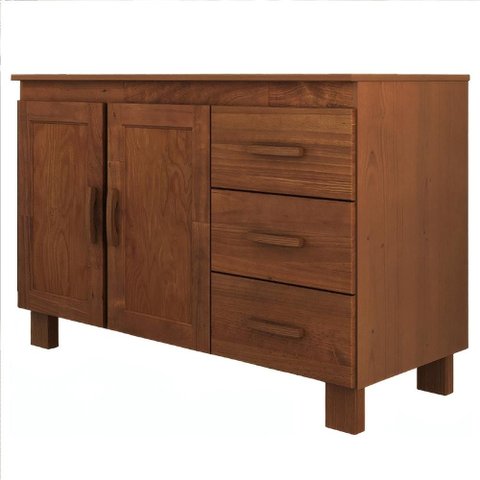 Balcão de Cozinha com Tampo 120cm 3 Gavetas Madeira Giana Castanho F07 - Mpozenato