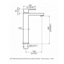Misturador Monocomando para Lavatório Mesa Cuba de Apoio Flaunt Preto Fosco Perflex - 3