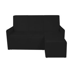 Sofá Pequeno 3 Lugares com Cheise lado Esquerdo 1,60m Vanessa Amo Móveis:Preto - 3
