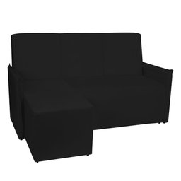 Sofá Pequeno 3 Lugares com Cheise lado Esquerdo 1,60m Vanessa Amo Móveis:Preto - 4