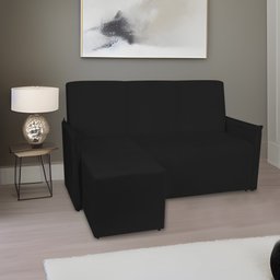 Sofá Pequeno 3 Lugares com Cheise lado Esquerdo 1,60m Vanessa Amo Móveis:Preto - 1