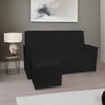 Sofá Pequeno 3 Lugares com Cheise lado Esquerdo 1,60m Vanessa Amo Móveis:Preto - 1