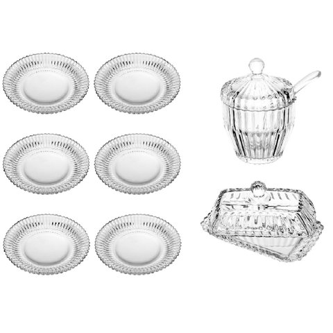 Kit Açucareiro/ 6 Pratos 20cm/ Manteigueira Imperatriz Wolff