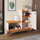 Ver imagem 2 de Sapateira Shoes Hall Entrada Assento 1 Porta Prateleiras 8 Pares Calçados - Off White/Cinamomo
