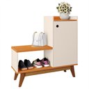 Ver imagem 1 de Sapateira Shoes Hall Entrada Assento 1 Porta Prateleiras 8 Pares Calçados - Off White/Cinamomo