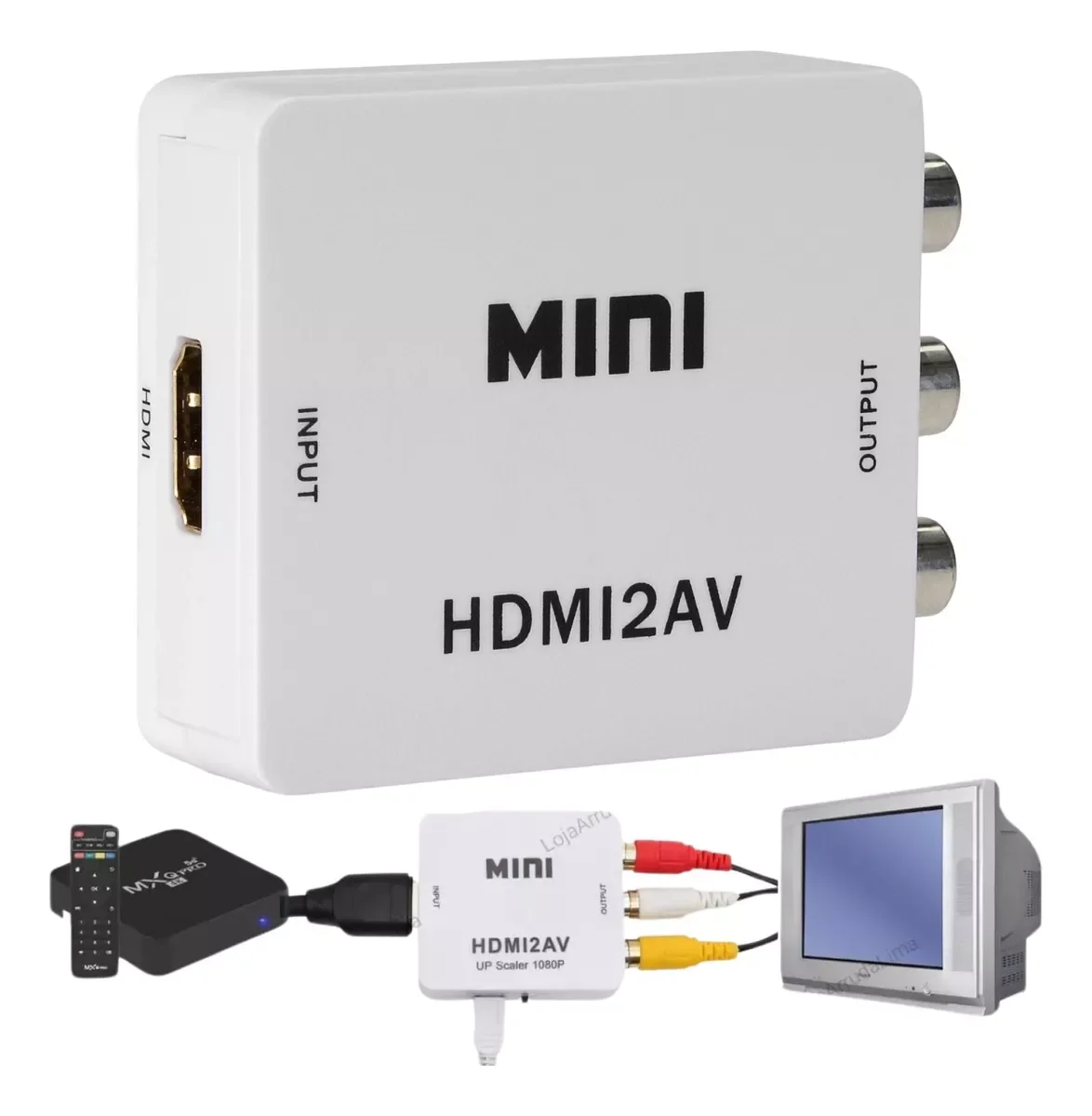 Plug Adaptador Conversor Hdmi Av Rca Audio Vídeo Tv - 1