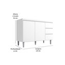 Ver imagem 4 de Kit Balcão Gabinete para Pia Andreia 120cm C- Balcão Cooktop 4 ou 5 Bocas Branco