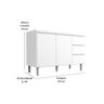 Kit Balcão Gabinete para Pia Andreia 120cm C- Balcão Cooktop 4 ou 5 Bocas Branco - 4
