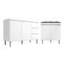 Kit Balcão Gabinete para Pia Andreia 120cm C- Balcão Cooktop 4 ou 5 Bocas Branco - 1