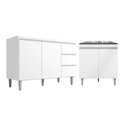 Ver imagem 1 de Kit Balcão Gabinete para Pia Andreia 120cm C- Balcão Cooktop 4 ou 5 Bocas Branco