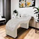 Ver imagem 2 de Maca Estofada para Clínica de Estética Facial com Capitonê Andressa Bege Material Sintético Speciale