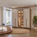 Ver imagem 5 de Guarda Roupa Casal 6 Portas Vidro Reflecta com Led 240 Cm Atacama Carvalho Fendi Moval