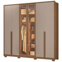 Ver imagem 2 de Guarda Roupa Casal 6 Portas Vidro Reflecta com Led 240 Cm Atacama Carvalho Fendi Moval