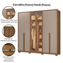 Ver imagem 3 de Guarda Roupa Casal 6 Portas Vidro Reflecta com Led 240 Cm Atacama Carvalho Fendi Moval